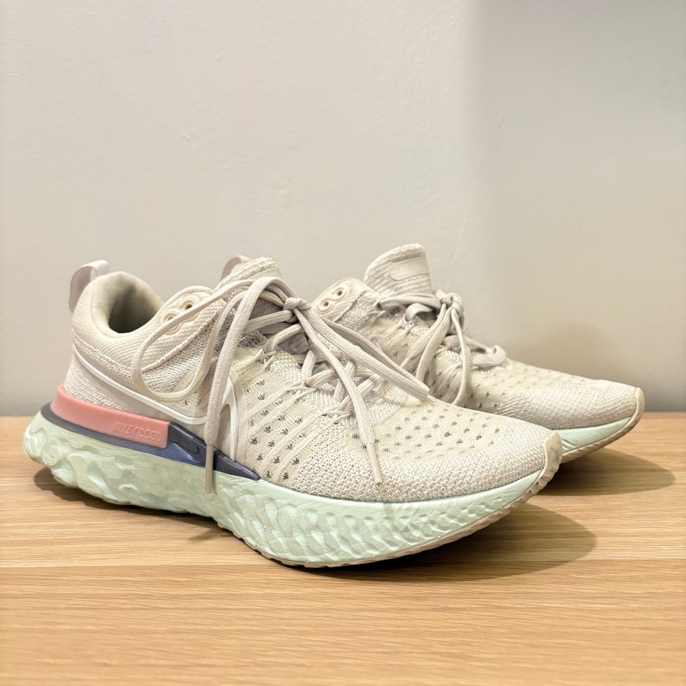 Nike Cream and Pink Sneakers with React Foam